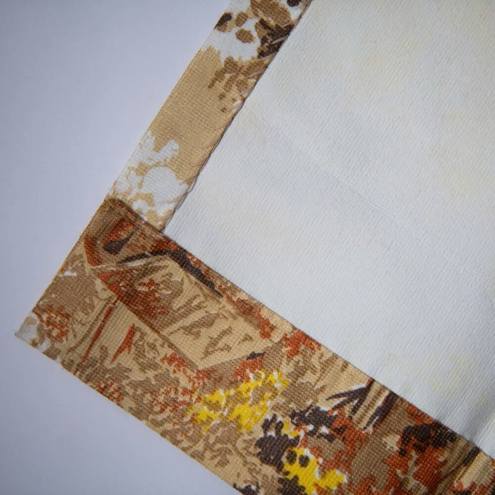 2 Vintage Retro 70s Pinch Pleat Floral Curtain Panels 82